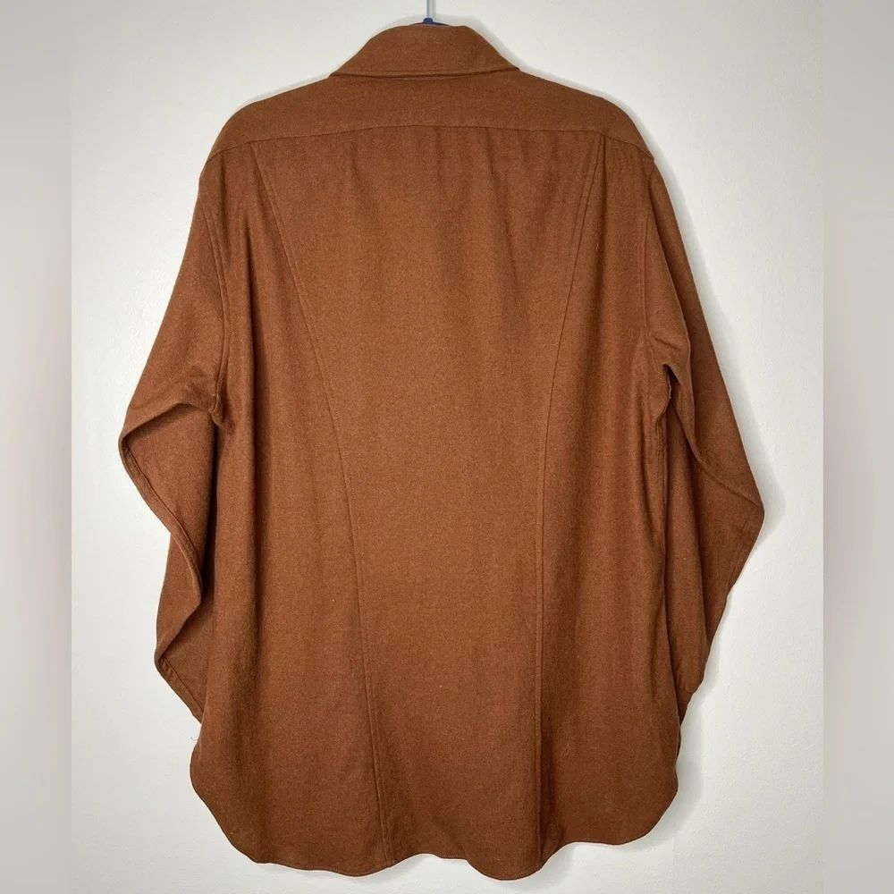 Vintage 70s Pendleton Button Up in Chocolate Brown Wool Size Large - Picture 3 of 3